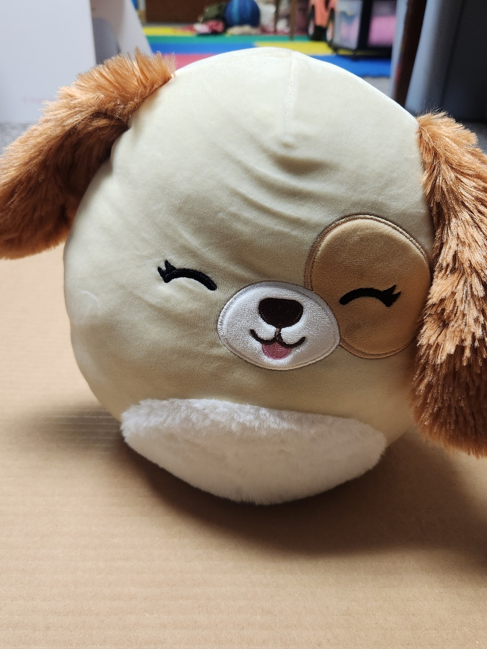 Squishmallows Cream and Brown Puppy Plush